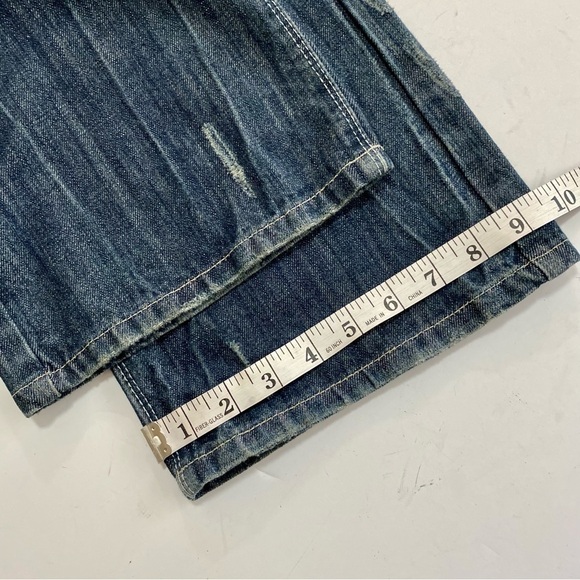 Carbon Black Men Distressed Relaxed Straight Leg Jeans 29x32 Denim - Picture 16 of 16